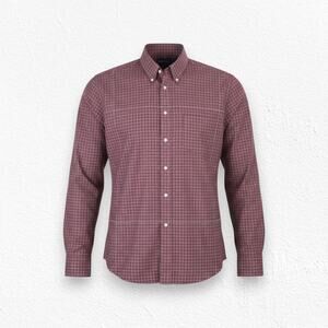 90s Vintage Dark Red Windowpane Plaid Oxford Button Down Dress Shirt Size Large